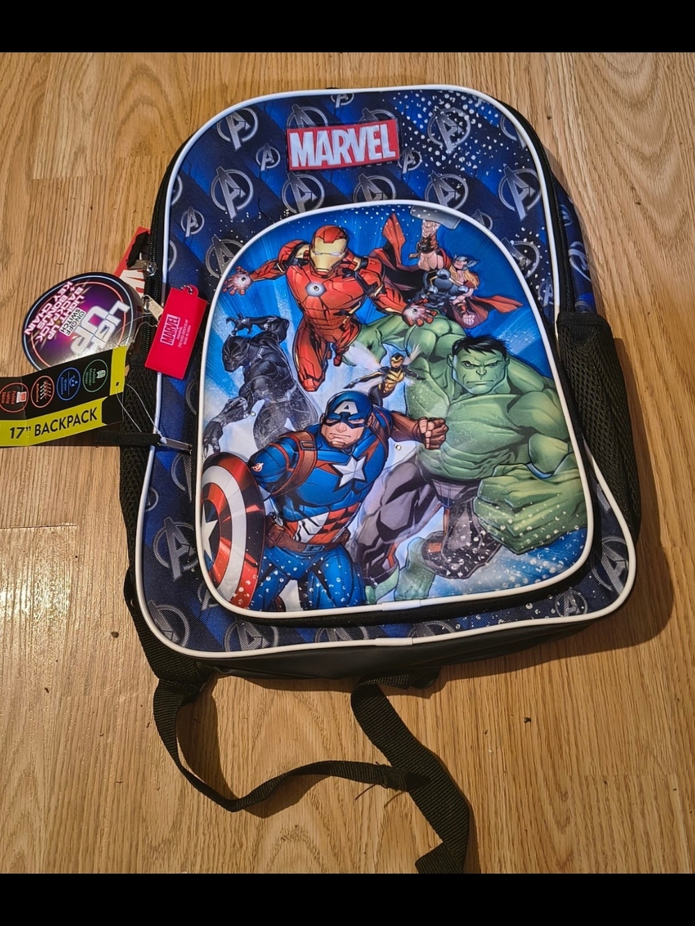 Marvel Kids Blue Avengers Backpack with Captain America, Hulk & Iron Man